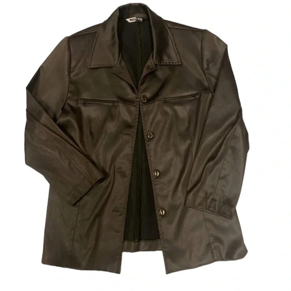 Moda Vero Shiny Olive 3/4  Sleeve Blazer Jacket Size 9/10 - Picture 6 of 12